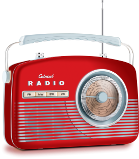 Rádio vermelho com design retrô